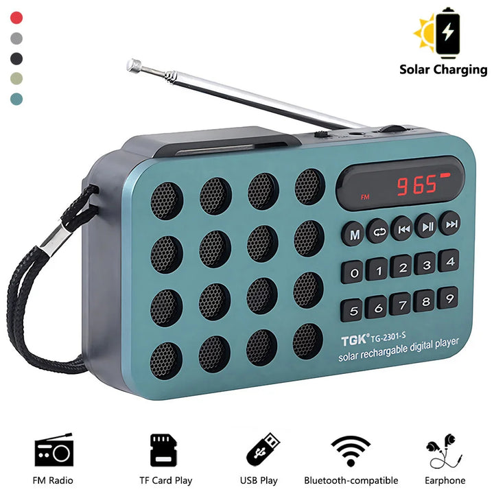Rechargeable Portable FM Radio Mini Solar Bluetooth Wireless