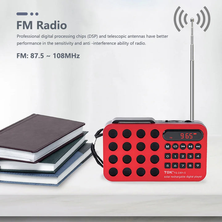Rechargeable Portable FM Radio Mini Solar Bluetooth Wireless